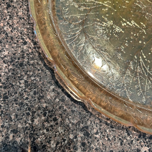 Vintage Louisa Gold Iridescent Platter / Cake Server Sz 13 5/8” - Picture 3 of 9